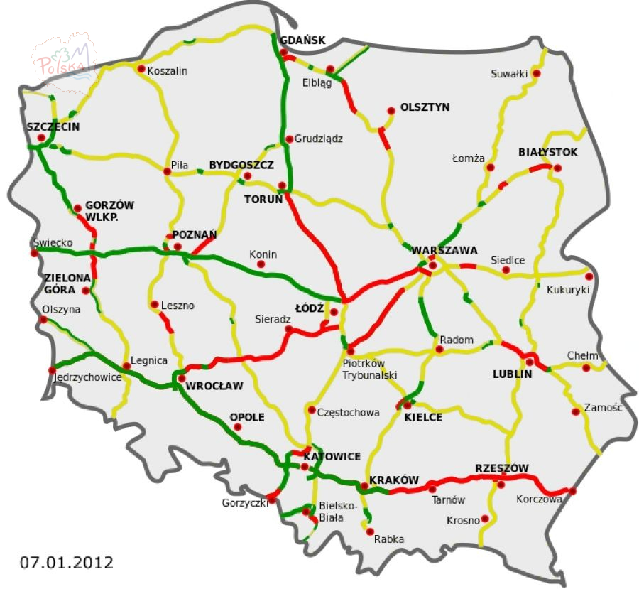 Карта автомобильных дорог польши